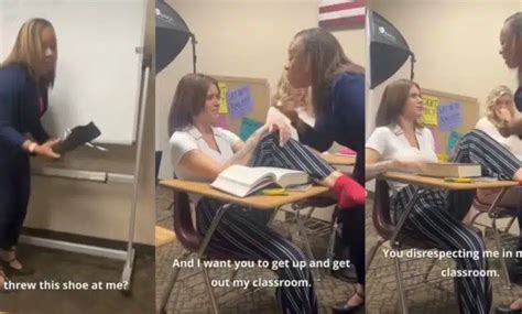 student throws shoe at teacher real or fake youtube|Major update as vid shows female student hurl chair at teacher .